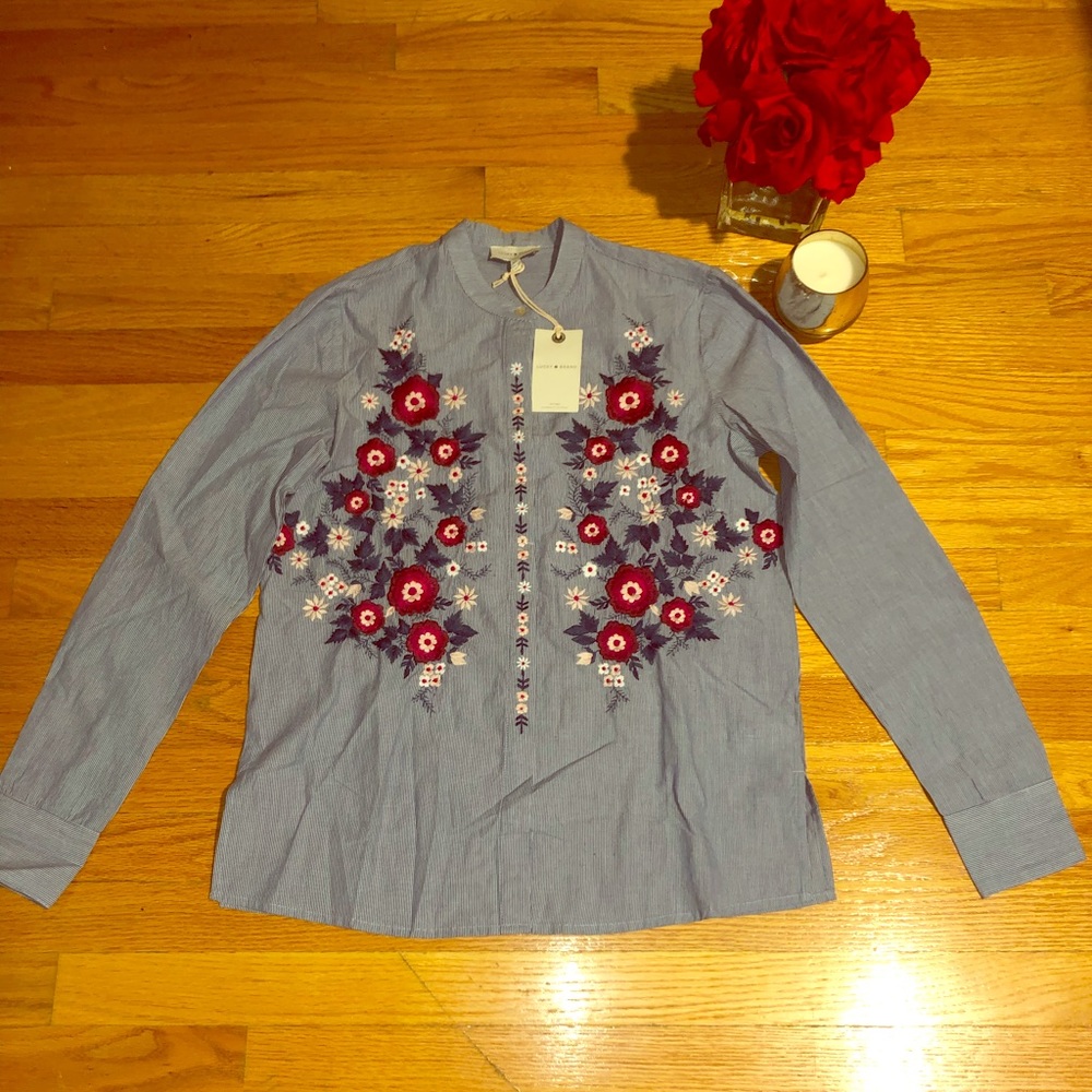 Lucky Brand Embroidered button up top